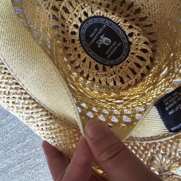 Raffia Straw Cowboy Hat Leon Leather Co Hat Desperado Collection Teal Beaded OS - Picture 10 of 10